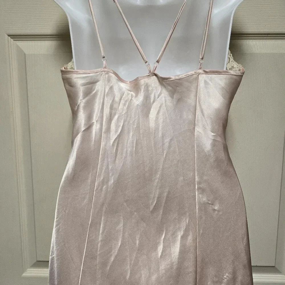 Vintage 90’s Victoria's Secret Blush Satin n Lace Front Split Ankle Gown Sz Med - Picture 12 of 17